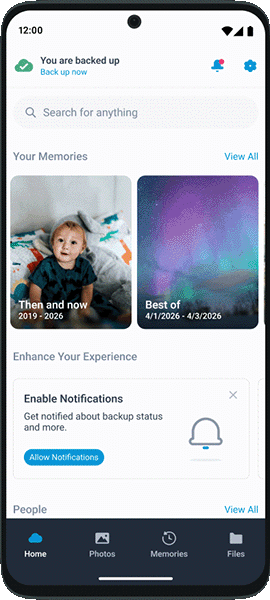 Home sm Synchronoss Personal Cloud Release 26.9 Redesigned Homescreen