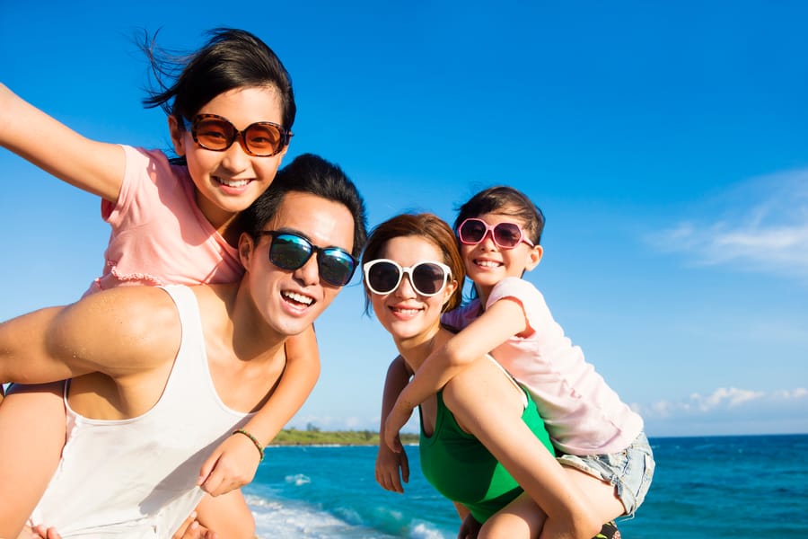 A family together on a beach